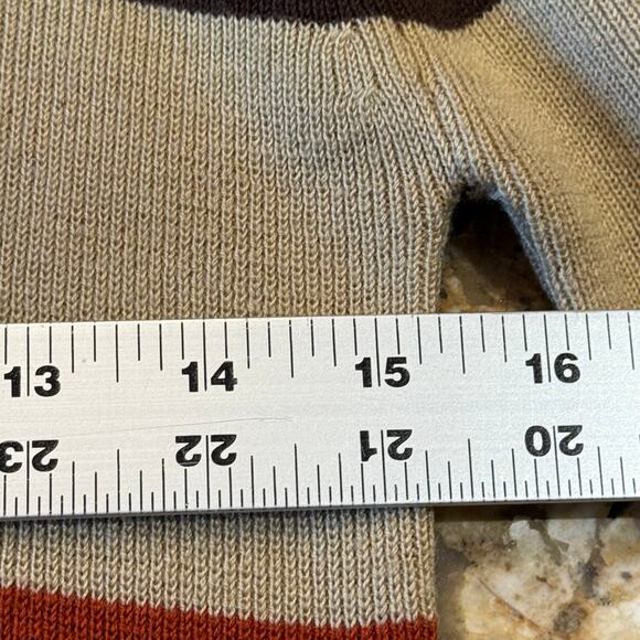 Vintage Macys Men’s Store Medium Brown, Rust & Cream Long Sleeve Sweater - Picture 6 of 6